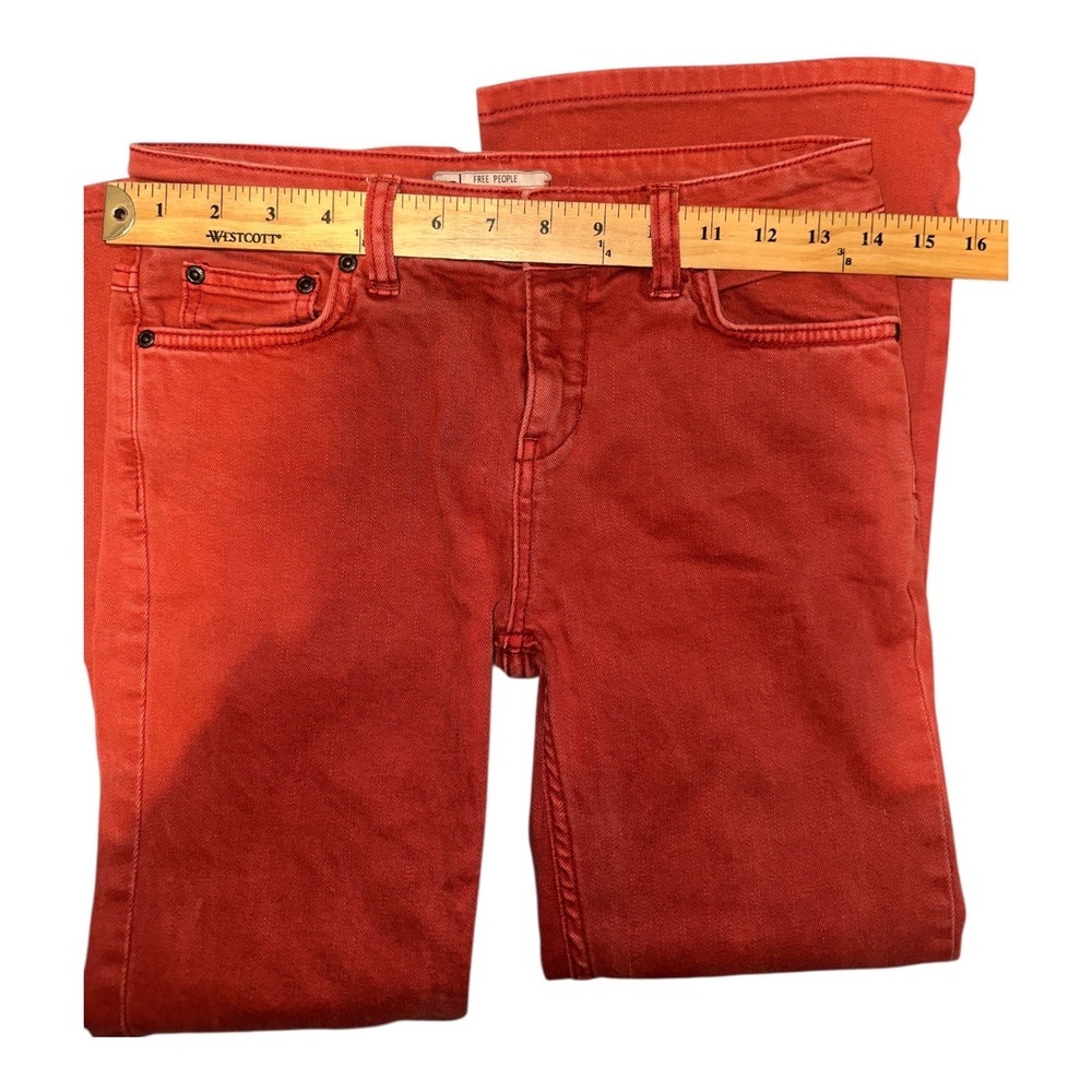 Free People Red/Orange Cropped Flare Jeans, Womens Size 25 - Picture 5 of 8